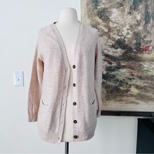 Stitch Play Cardigan Sweater Beige Sparkle Knit Wool Blend Size XS